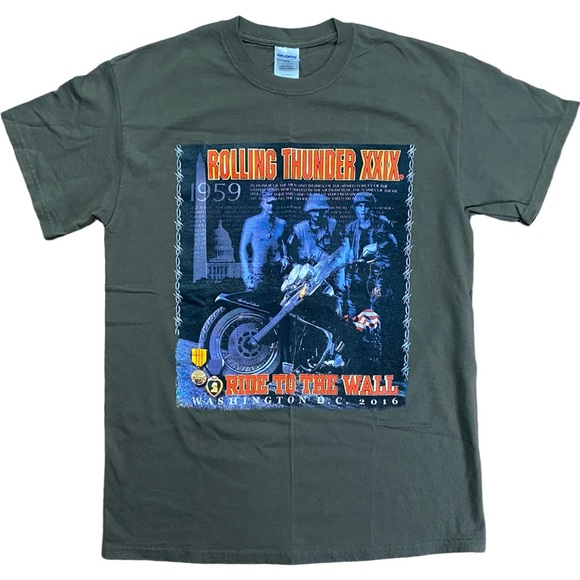 Vintage Motorcycle/Rolling Thunder XXIX and Veterans Salute SS Tee - Picture 1 of 4